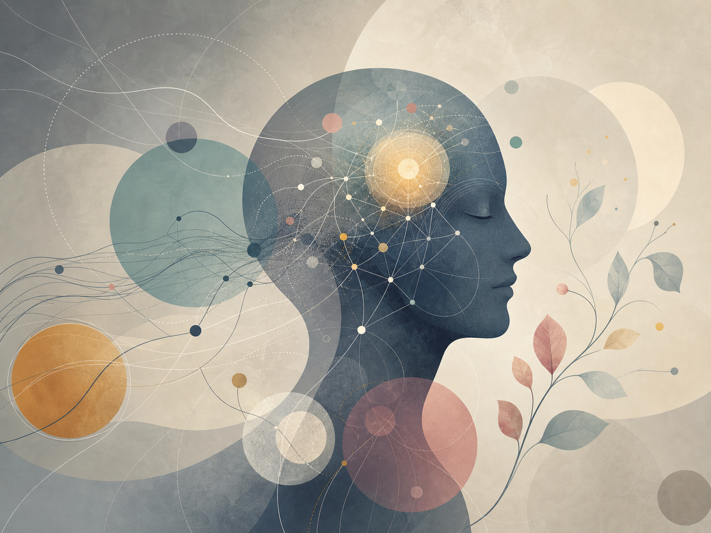 Editorial illustration of connected ideas, perception, and human experience